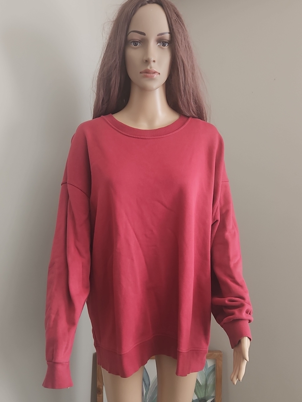 Lululemon Maroon Red The Oversized Crew Sweatshirt Pullover Sweater Top Size 8